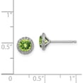 thumbnail image 4 of Sterling Silver Rhodium-Plated Peridot And Cz Post Earrings (8 X 8) Made In China qe12613pe, 4 of 5