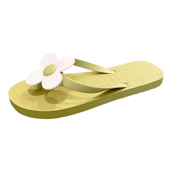 Yuanlong Womens Flip Flops Flower Decoration Thong Sandals Flat Casual Beach Open Toe Everyday Wear Footwear