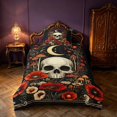 thumbnail image 2 of Homewish Death Skull Twin Duvet Cover, Hippie Mushroom Flower Twin Bedding, Black Reversible 2pcs, 1 Duvet Cover and 1 Pillowcase, 2 of 5