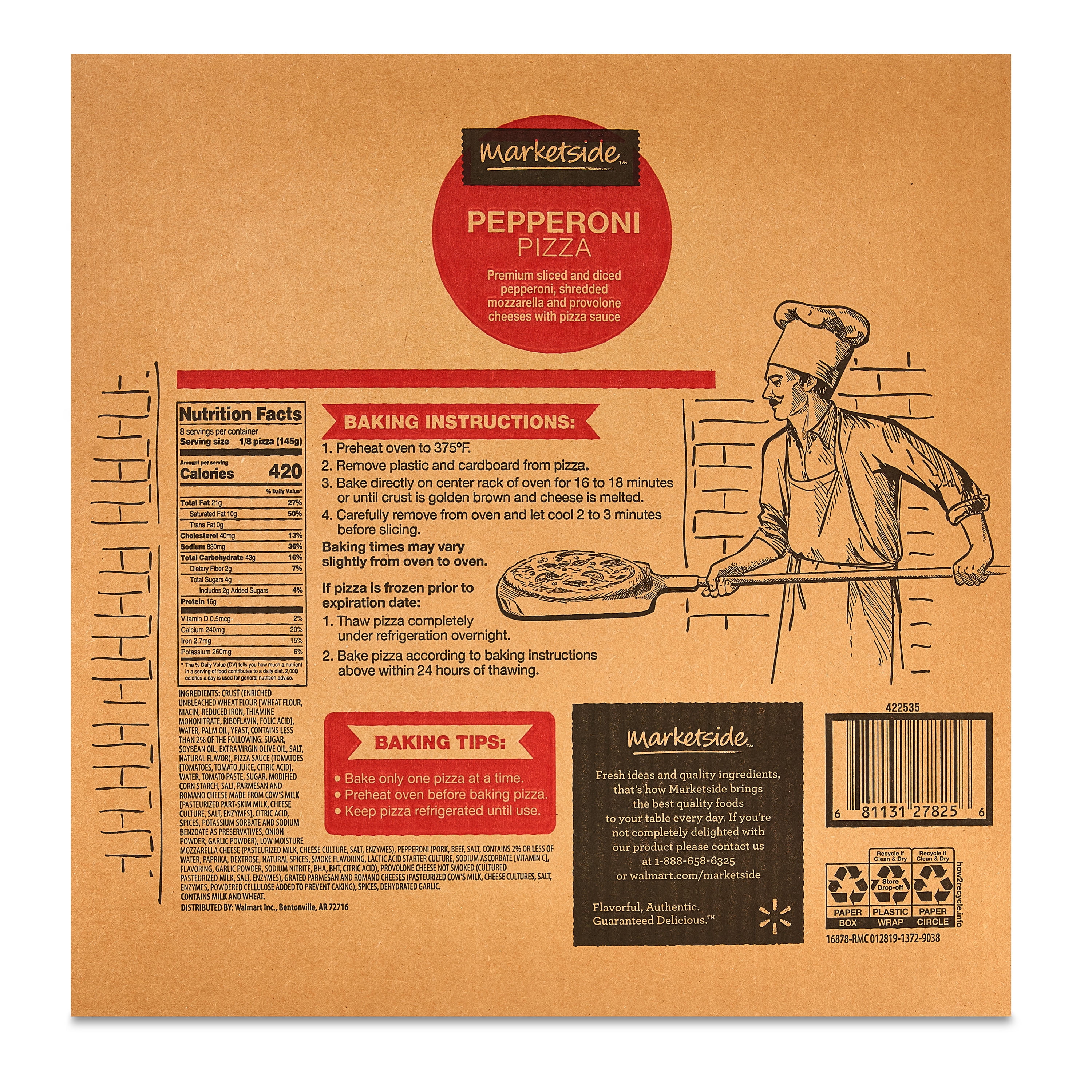 Marketside Pepperoni Pizza, Traditional Crust, X-Large, 41.02 oz