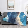 thumbnail image 2 of Yiaed Clear Sky Blue Cat Print Blanket Throw Blanket Soft Cozy Flannel Blanket for Home Bed Sofa Couch Chair-40"x30", 2 of 6