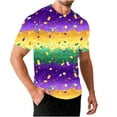 thumbnail image 2 of Ceisia Men's Purple Green Yellow Stripe T-shirt Loose Fit Short Sleeve Round Neck Mardi Gras Festival Tee Tops Purple XXL Gifts, 2 of 5