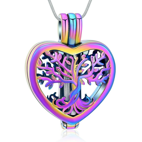Heart Tree of Life Urn Necklace for Ashes Urn Cremation Jewelry Memorial Keepsake Jewelry W/Funnel Filler Gifts for Women Men