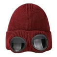 thumbnail image 3 of harmtty Fashion Glasses Knitted Hat Unisex Bomber Hat Solid Color Elastic Soft Warm Anti slip Regular Fit Ear Windproof Decorative Winter Beanie Headwear Wine Red, 3 of 8
