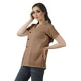 thumbnail image 3 of Moomaya Chemise Tunique Style Enveloppant pour Femmes en Coton Décontracté Col Classique Boutonné, 3 of 6