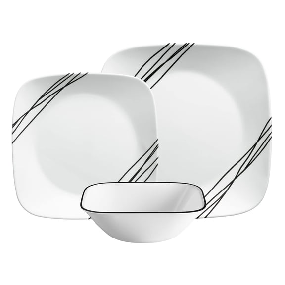 Corelle Dinnerware Set, 12 Piece, Simple Sketch