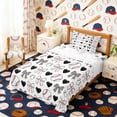 thumbnail image 3 of Erosebridal Bow Heart Baseball Pattern Twin Sheet Sets, Cute Sport Bedding for Girls and Boys, 3-Piece, 1 Flat Sheet, 1 Fitted Sheet and 1 Pillowcase, 3 of 6