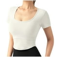 thumbnail image 1 of Timegard Hauts d'Entraînement pour Femmes avec Soutien-Gorge Intégré Col Rond Manches Courtes Hauts Courts Ajustés Hauts de Yoga Athlétiques, 1 of 6