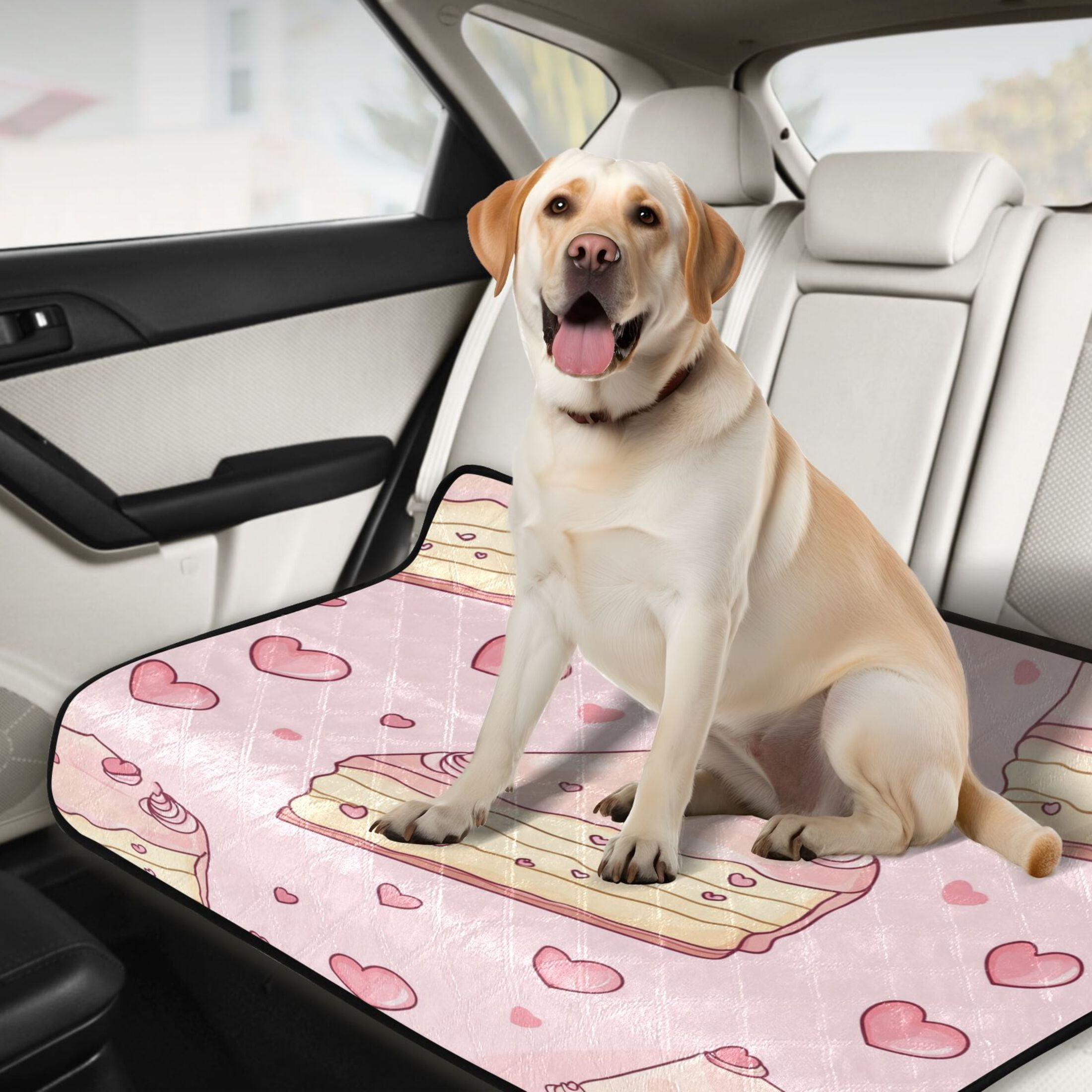 Qxltty Strawberry Flavored Heart Cake Pattern Cat litter Pads Pet Set of 3 Diaper Mats Center Anti-leakage Layer Absorbent Soft and Comfortable