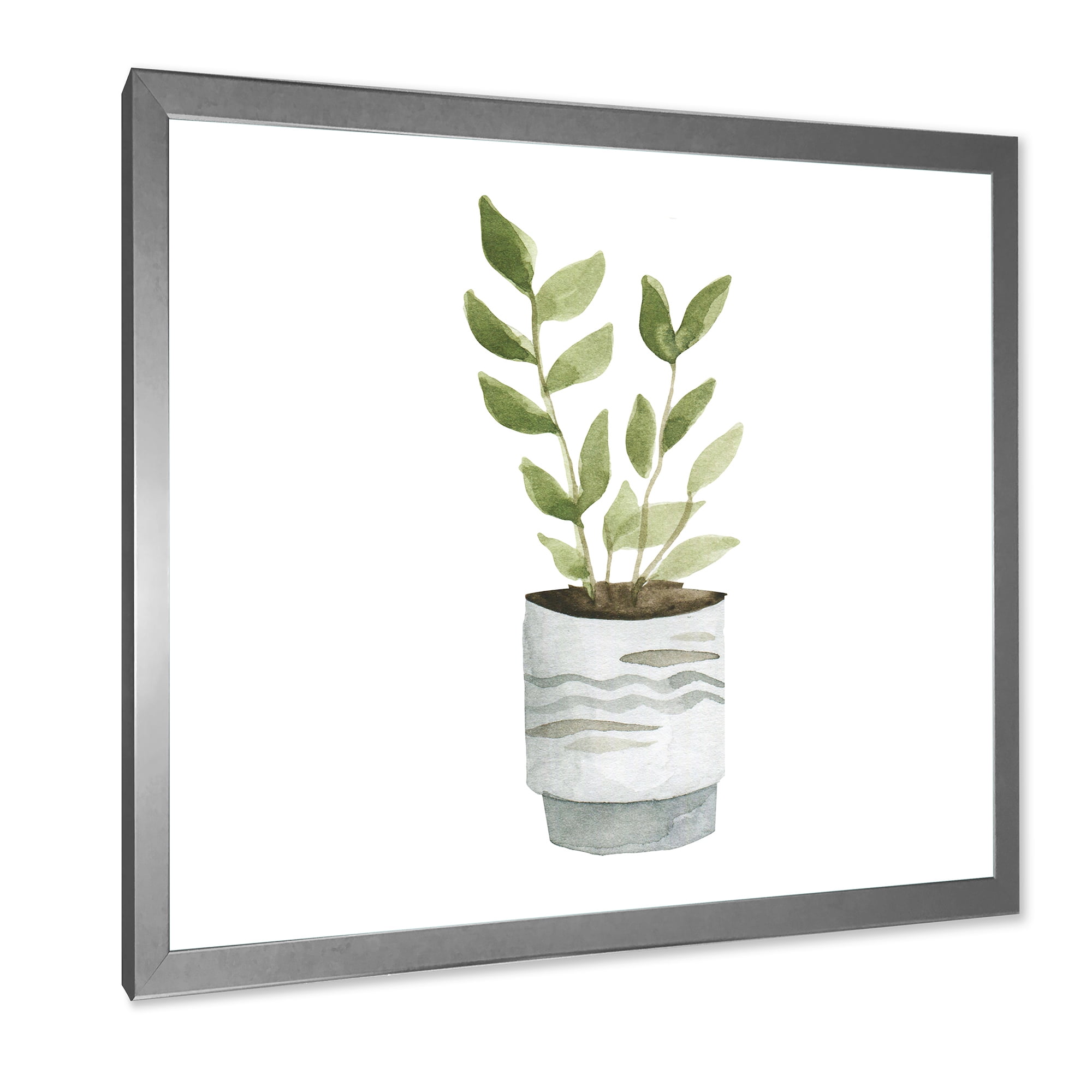 Designart 'Indoor Green Home House Plants in Pots II' Traditional Framed Art Print
