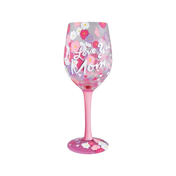 Enesco 4057886 Wine Glass I love You Mom, Multicolor