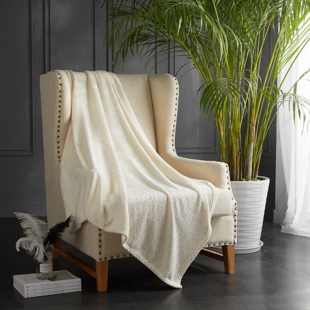 Mainstays Ivory Embossed Bark Throw Blanket, Multiple Colors Walmart