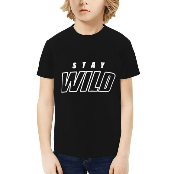Ben Azelart Stay Wild Kids T-Shirt 3d Printed Graphic T-Shirts Boys And Girls Short Sleeve Shirts For Youth Kids X-Small