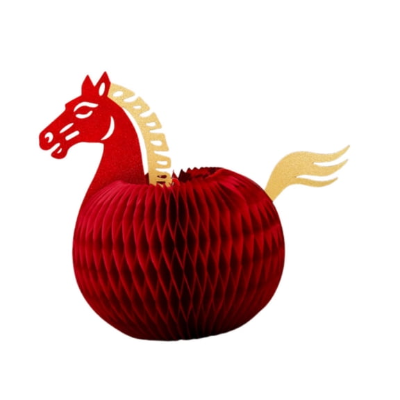 koolsoo Chinese New Year Horse Honeycomb Centerpiece,Red,Creative,Traditional,Spring Festival Table Decoration for Living Room Party L