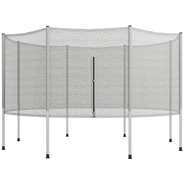 14ft Trampoline Safety Net Enclosure - Grey PE Net with 8 Poles | Backyard Bounce Protection