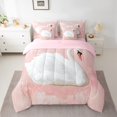thumbnail image 2 of Feelyou Cartoon White Swan Bedding Comforter Set 7 Pieces, Pink Oil Printing Full Bedding Set, Teens Kids Girls Women Reversible Fitted Sheet Flat Sheet, Luxury Bedroom Decor, 2 of 8
