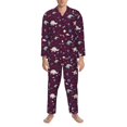 thumbnail image 3 of Salouo Space Dinosaur Print Button-Front Long Sleeve Pajama Set for Men, Soft 2Pjs Men's Long Sleeve Sleepwear-X-Large, 3 of 7