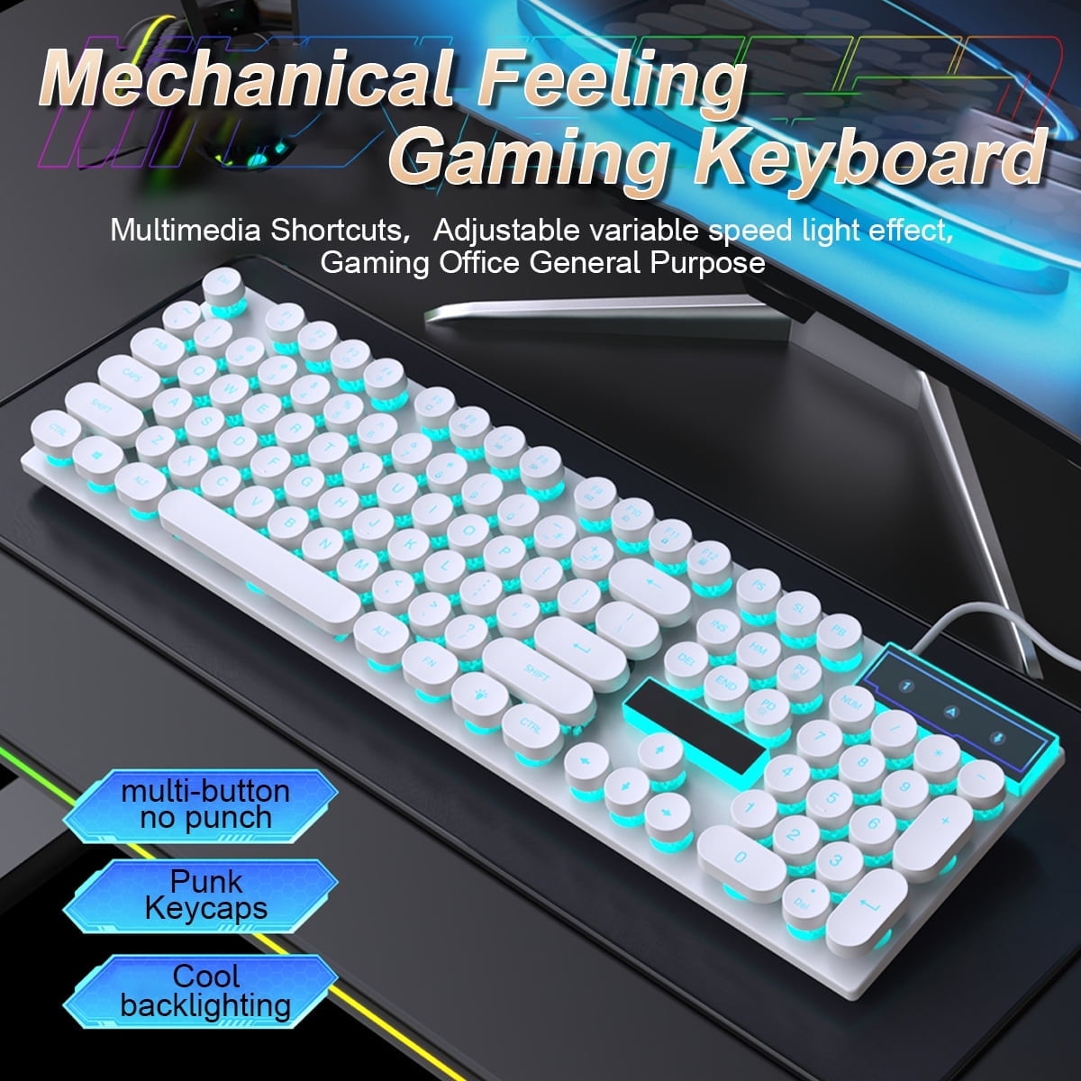 Hnjugfe Mechanical Gaming Keyboard, Backlit Keys, Wired, Gaming Keyboards, Single Piece, 1 Count