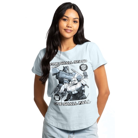 Transformers One Optimus Megatron Clash Women's Graphic T-Shirt Rolled Sleeve Tee