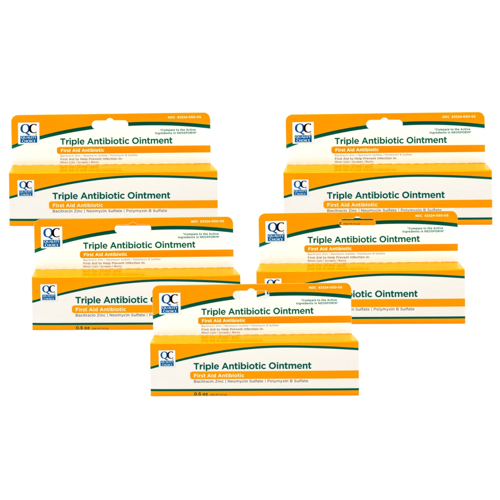 5 Pack - Quality Choice Triple Antibiotic Ointment, First Aid to Help Prevent Infection in Minor Cuts, Scrapes, Burns, 0.5 OZ