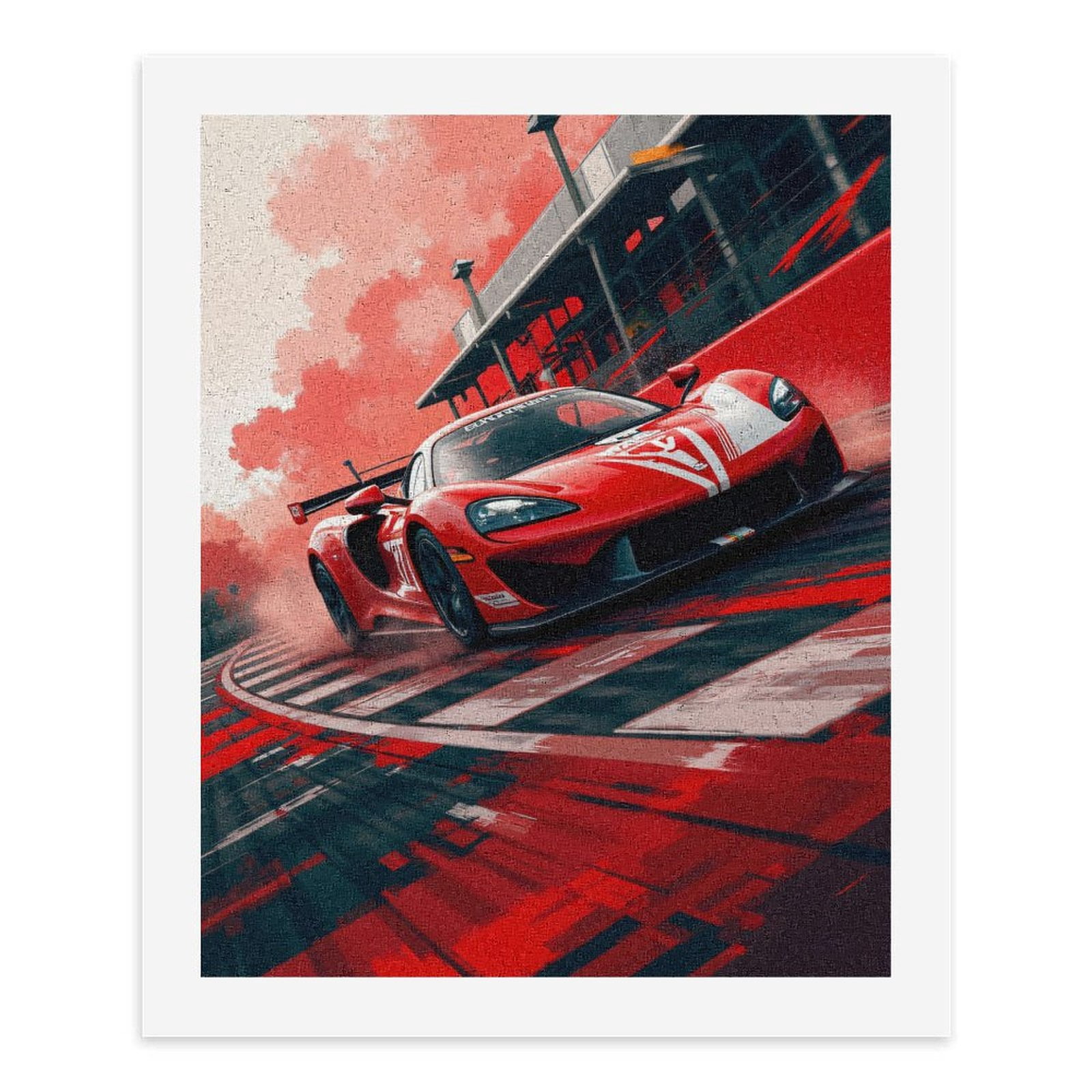 Paint by Numbers Kit for Adults, Red Racing Sports Car Track Speed Paint by Numbers, Easy Paint by Numbers Kit for Adults Beginner, DIY Adult Paint by Number Kits on Canvas, 12x16in Home Decor