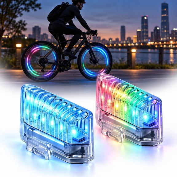 Rechargeable Bike Wheel Lights, 2 Pcs 23 Modes Motion Sensor LED Spoke Lights for Night Riding.