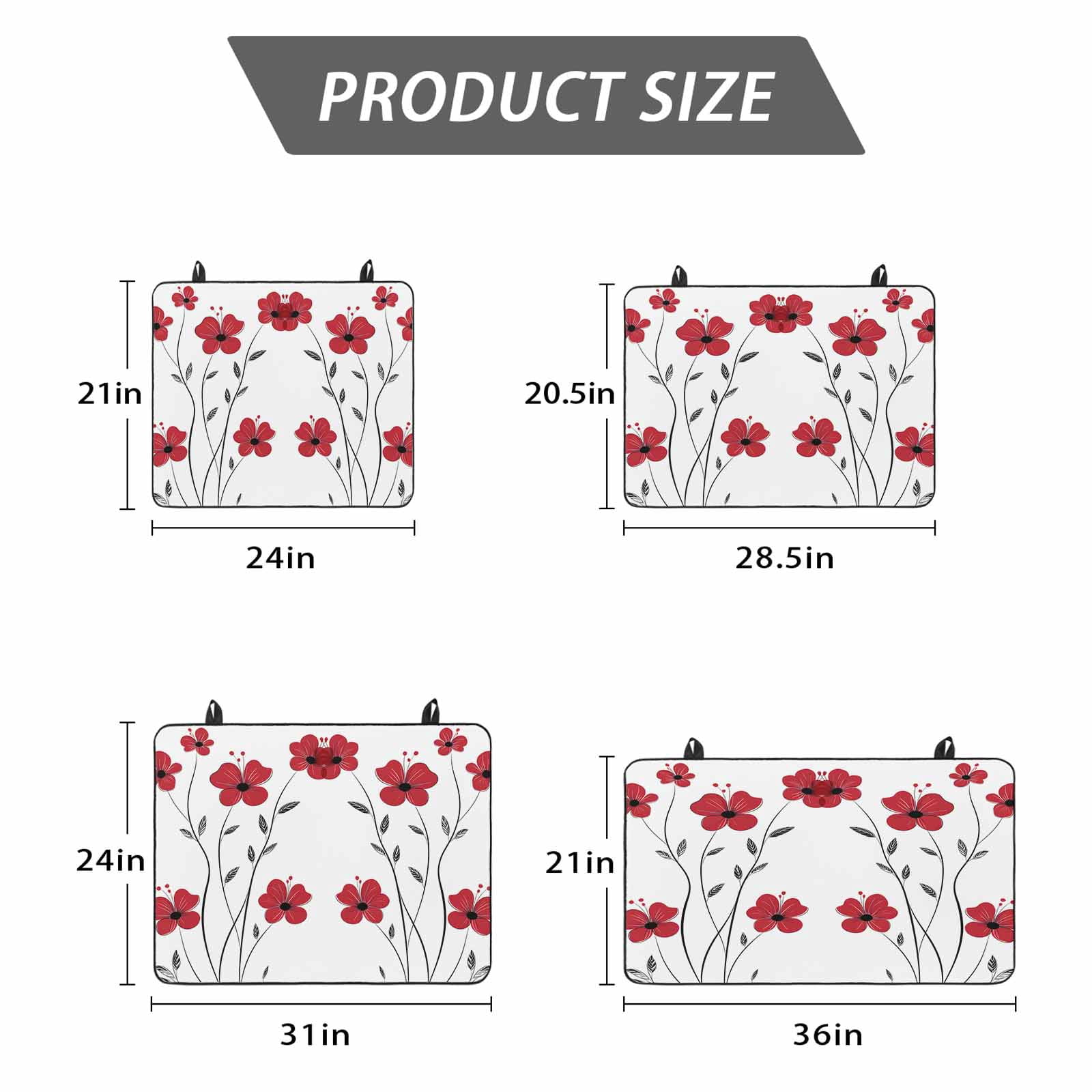 Red Floral Spring Stove Top Cover for Electric Stove, Heat-proof & Non Slip Glass Top Stove Cover Protector, Summer Botanical Pastoral Elegant Kitchen Flat Cooktop Rubber Mat 24x21 Inches