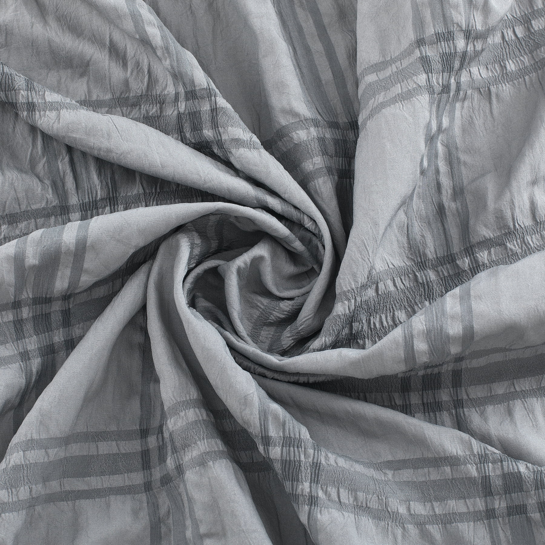Dainty Home Crinkle Plaid Textured Embossed Weaved Plaid Designed Fabric Shower Curtain 70"W x 72"L in Gray