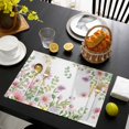 thumbnail image 3 of Pink Spring Floral Placemats Set of 4, Watercolor Botanical Wildflowers Placemats for Dining Table, Place Mats for Kitchen Tabletop, Waterproof Wipeable Dining Table Mats Set, 3 of 9