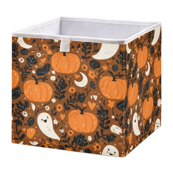 Foldable Fabric Storage Bin Home Cubes Clothing Organizer Bins Large Collapsible Box Basket for Home Organizer Fun and Spooky Halloween Pattern