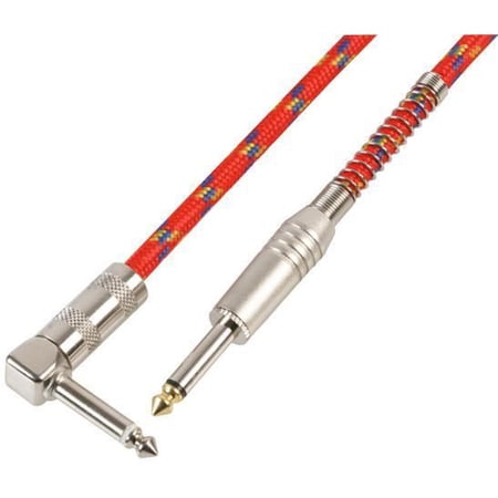 PRO SIGNAL Straight to Right Angled 6.35mm (1/4") Mono Jack Guitar Lead, 5m Red