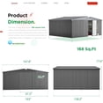 thumbnail image 7 of AECOJOY 14' x 12' Outdoor Storage Shed with Lockable Door Patio Metal Garden Storage Building in Dark Gray for Outside, 7 of 7