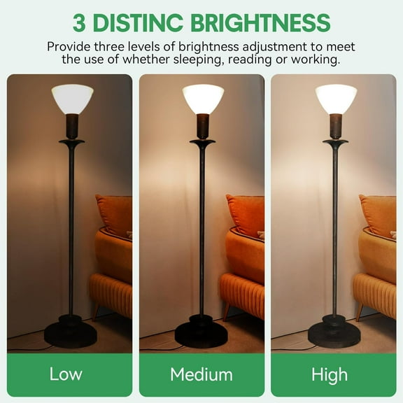 YJYASX-2-Pack Mogul Base 3-Way LED Light Bulbs, 10/20/30W (100/200/300W Equivalent), E39 Socket, Daylight 5000K - Bright Lighting for Antique Floor Lamps, Craft Rooms & Workshops