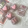 thumbnail image 2 of Transparent Love Bow Contact Lens Storage Box Portable Travel Contact Lens Case Makeup Beauty Pupil Box Tweezer Sticks Container Pink-2, 2 of 6