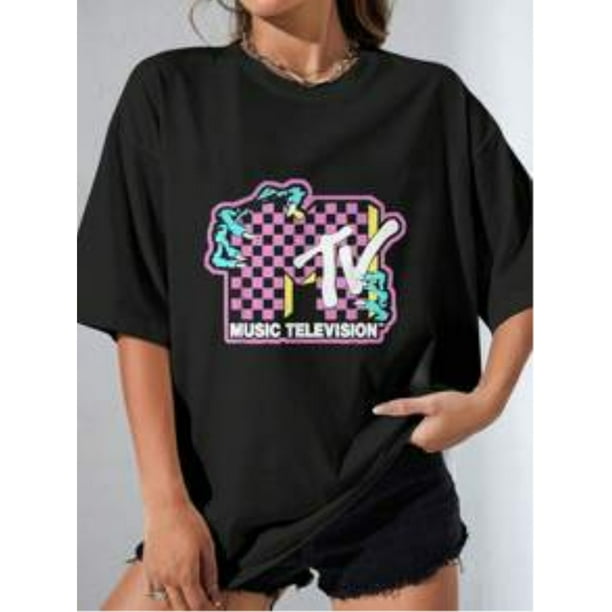 eWH MTV Checkered Monster Hand Logo Graphic T-Shirt T-Shirt