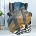 thumbnail image 4 of Pillar Soft Flannel Fleece Throw Blanket, 2 Marble Pillars at the Sunset Clouds in the Sky Digital Image Print, Cozy Plush for Indoor and Outdoor Use, 60" x 80", Blue Pale Grey, by Ambesonne, 4 of 5