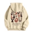 thumbnail image 4 of MHFRRA Sudadera con Capucha y Sudadera para Hombre, Jersey de Manga Larga con Estampado Delantero y Trasero para Uso Informal, Corte Holgado, Ideal para Otoño E Invierno Beige, 4 of 5