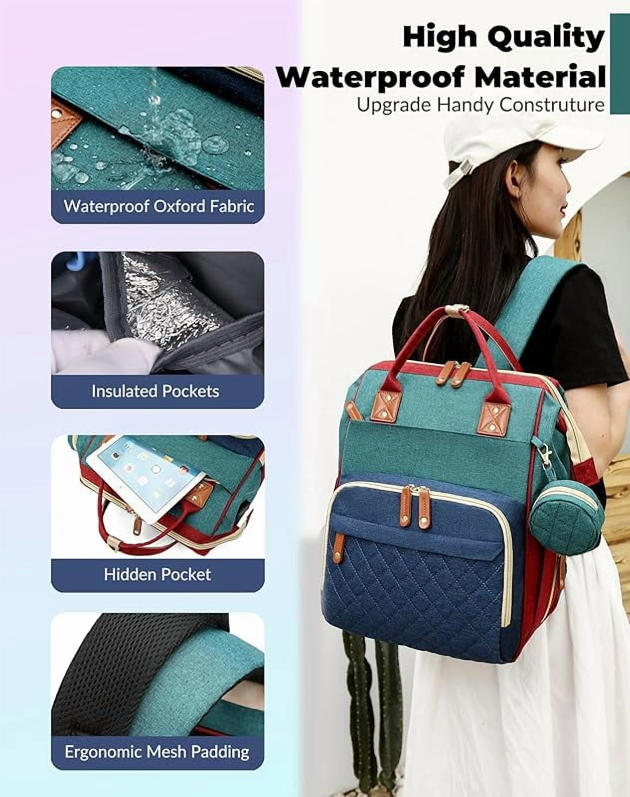 Diaper Bag with Changing Station, Waterproof 3 in 1 Baby Diaper Backpack with Foldable Changing Pad, Large Travel Back Pack for Baby Girl Boy, Baby essentials