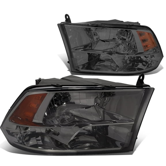DNA Motoring FOR 09-18 Ram 1500 2500 3500 Quad Smoked Amber Corner Headlight Lamps Pair