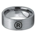 thumbnail image 2 of Tungsten Registered Trademark Symbol Band Ring 8mm Men Women Comfort Fit Gray Flat Cut Brushed Polished, 2 of 4