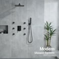 thumbnail image 5 of Matte Black Rain Shower System with 6 Body Shower Jets, Shower Jets System with Wall Mount 12'' Rain Shower with Hand Shower Full Body Shower Faucet with Jets, 5 of 9