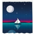 thumbnail image 2 of Ambesonne Summer Shower Curtain, Boat Yacht on the Sea Sky, 69"Wx75"L, Magenta Teal and Night Blue, 2 of 4
