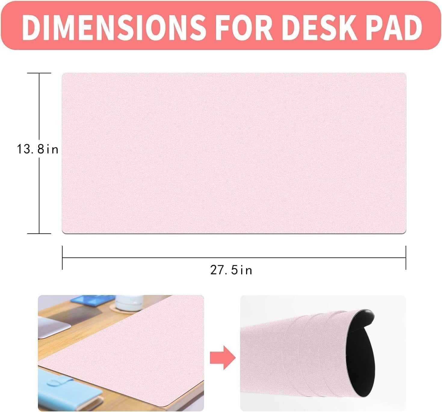 MAKUANG Dry Erase Desk Mat, Multi-Functional Desk Protector with Markers and Cloths, 27.5 x 13.8 inches, Pink