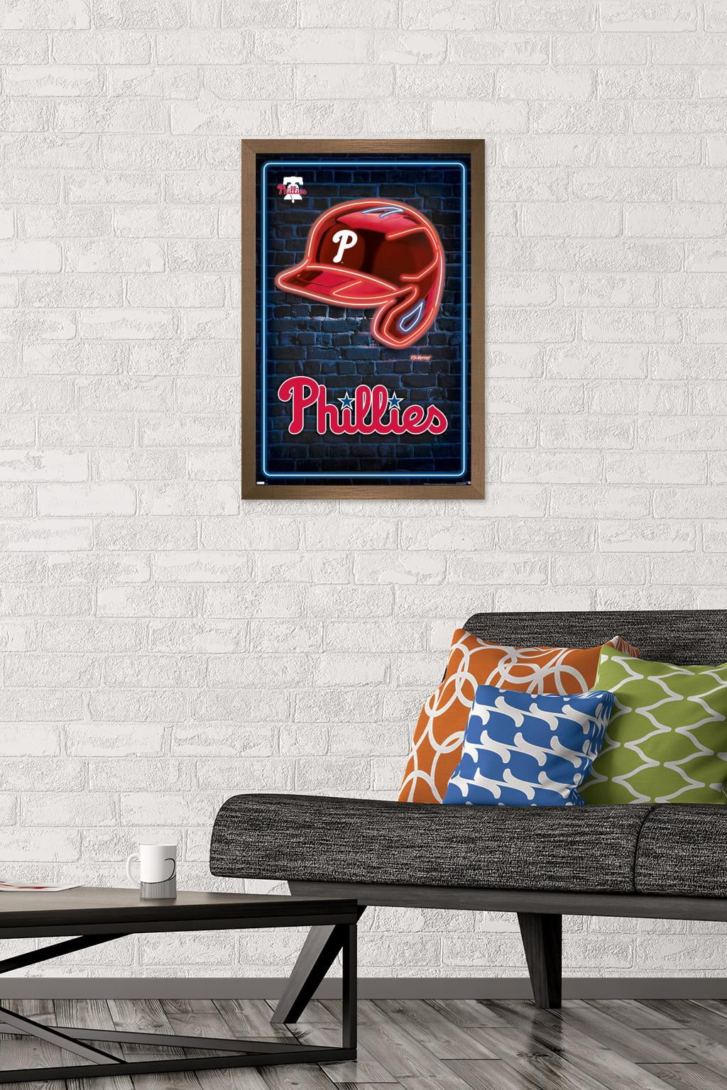 MLB Philadelphia Phillies - Neon Helmet 23 Wall Poster, 14.725" x 22.375" Framed