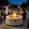 thumbnail image 6 of ReeQuo 36 Inch Outdoor Propane Fire Pit with Wind Guard, 50,000 BTU Round Natural Gas Fire Table Concrete, Beige, 6 of 12
