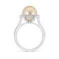 thumbnail image 2 of Angara Golden South Sea Cultured Pearl Halo Ring with Milgrain in 14K White Gold for Women | June Birthstone Jewelry for Her, 2 of 5