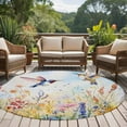 thumbnail image 5 of Spring Floral 5ft Round Rug, Pastoral Rustic Hummingbird Botanical Non-Skid Rubber Backing Large Area Rugs - Living Room Bedroom Home Office, Indoor Floor Mat Carpets Washable Rug, 5 of 9
