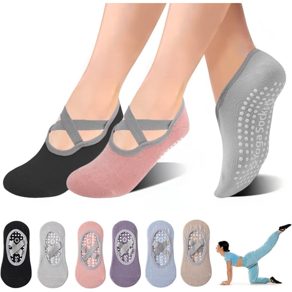 Calcetas Pilates para Mujer, Calcetines Yoga para Mujer, Calcetas Antiderrapantes, Calcetines Transpirables para Fitness