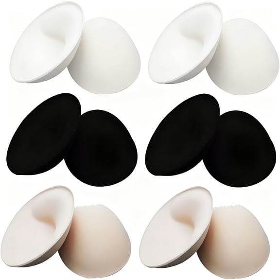 TELOLY 2026 New 6-Pairs Women'S Round Bra Inserts Pads for Sports Bra Bikini for Sports, Swim, Daily, Workout Black, White, Beige