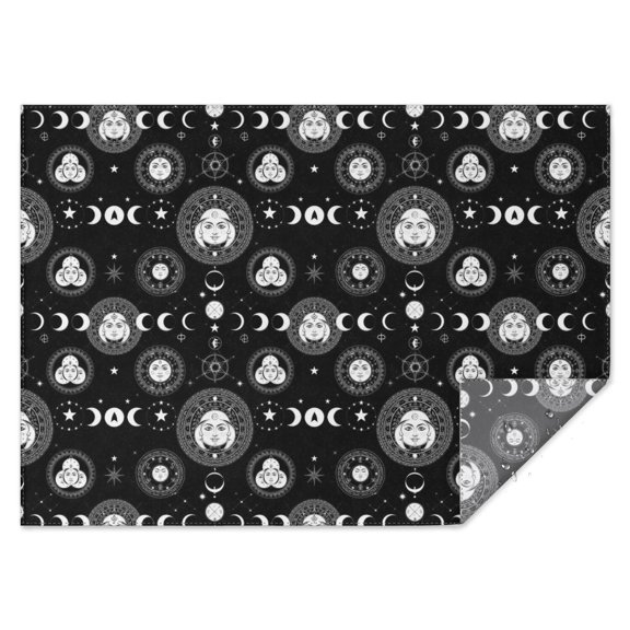 Black Gothic Moon Star Face Pattern Rectangle Tablecloth 60"x84",Waterproof Polyester Rectangle Table Cloth, Wipeable Spillproof Polyester Tablecloth for Dining, Camping, Indoor and Outdoor